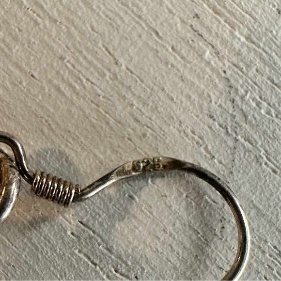 Vintage 925 Sterling Silver Celestial Heart Moon Stars Sphere Earrings - Picture 4 of 4